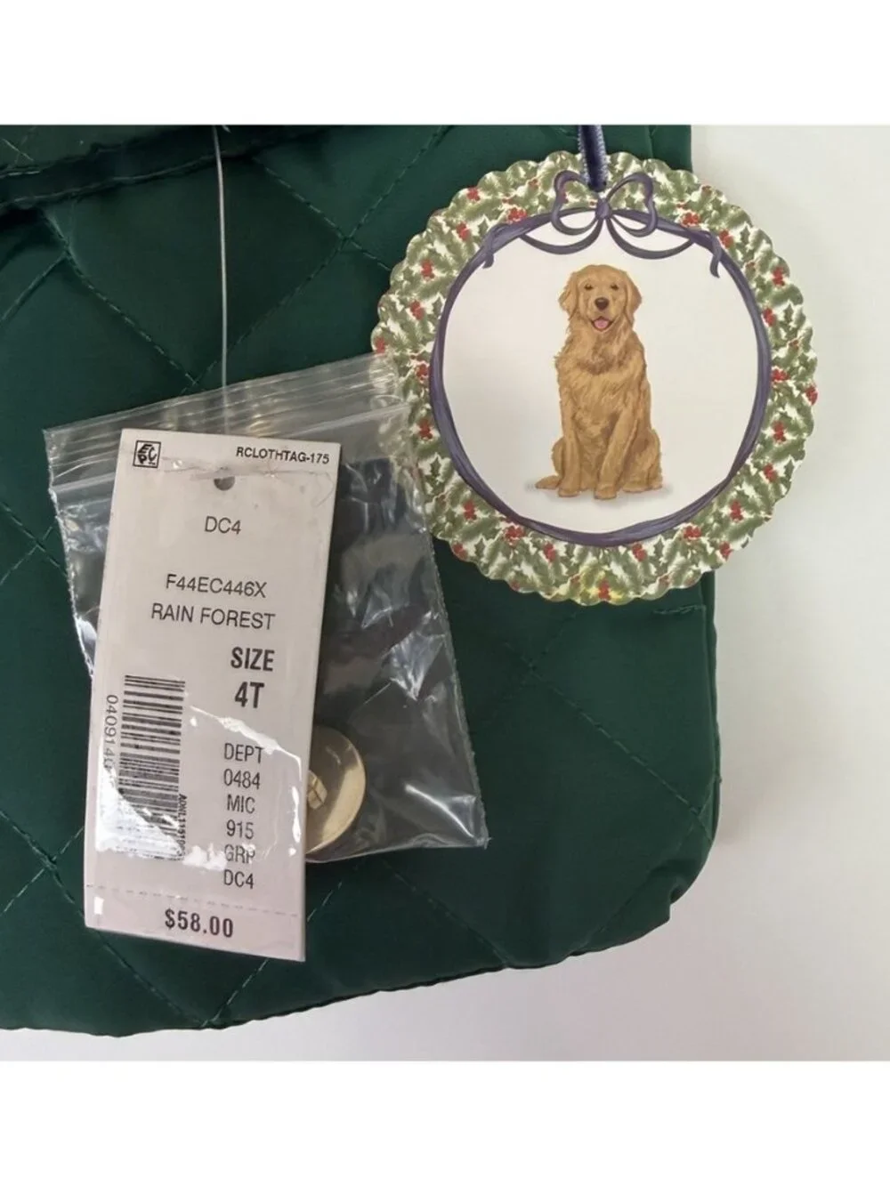 Edgehill SIZE 4T Collection Girls Quilted Green Jacket NWT Boutique